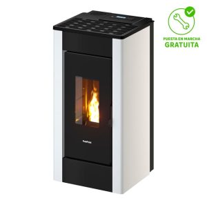 Estufa de pellet con termostato integrado de 7 kW con WiFi — color blanca