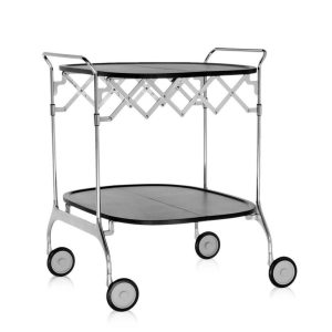 Carrito auxiliar plegable Gastone de Kartell blanco o negro/estructura cromada