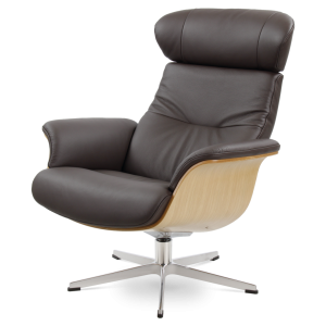 Butaca relax Timeout de madera de roble y piel