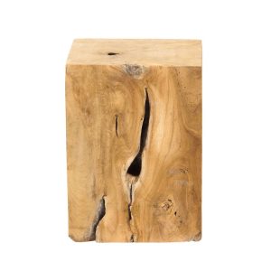 Taburete/mesa auxiliar Block de teca maciza bloque rectangular 30 x 30 x 40 cm