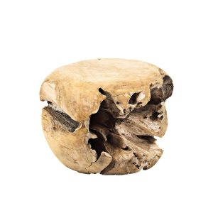 Taburete/mesa auxiliar Esfera de teca maciza bloque esfera d:40 x 30 cm