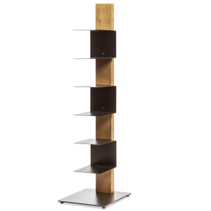 Estantería vertical Book de teca reciclada y acero lacado 35 x 35 x 128 cm
