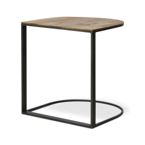 Mesa auxiliar de sofá Cute de teca reciclada y acero lacado negro 50 x 50 x 54 cm