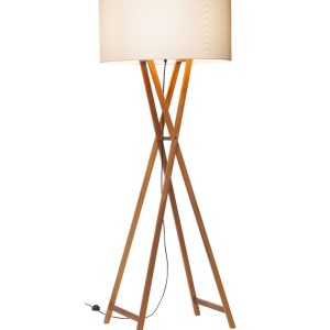 Lámpara de pie Cala de Marset pantalla blanco perla y roble