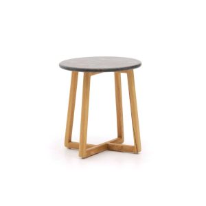 Mesa auxiliar Petra de mármol y sungkai Ø40 x 45 cm