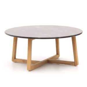 Mesa auxiliar Petra de mármol y sungkai Ø90 x 40 cm