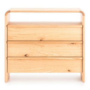 Cómoda Kurve de roble con 3 cajones 90 x 40 x 81 cm