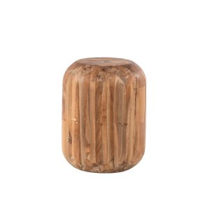 Taburete/mesa auxiliar Gent de teca maciza redondo d:30 x 40 cm
