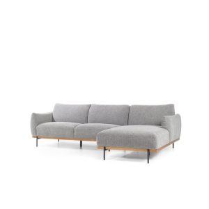 Sofá Lyon 3 plazas chaise longue derecha tapizado gris