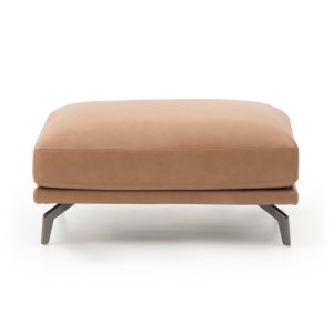 Puf sofá Nikka tapizado en piel anilina marrón whisky