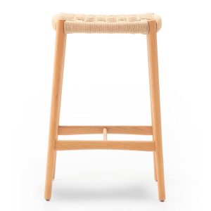 Taburete Lauta de roble macizo y loom natural