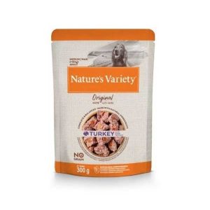 NATURE’S VARIETY DOG ORIGINAL NO GRAIN PATÉ MEDIUM/MAXI PAVO 300g (8 uds./caja)