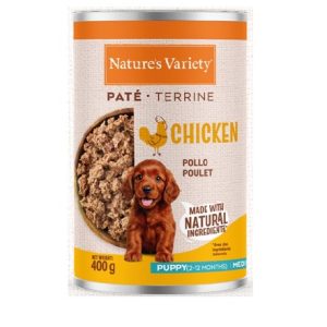 NATURE’S VARIETY DOG PATÉ LATA MEDIUM/MAXI PUPPY POLLO 400g (12 uds./caja)