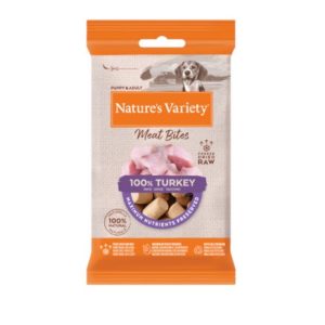 NATURE’S VARIETY DOG LIOFILIZADO SNACK MEAT BITES PAVO 20g (20uds./caja) PVO1.20