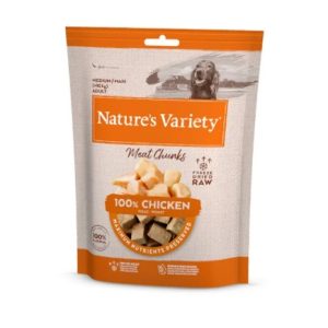 NATURE’S VARIETY DOG LIOFILIZADO SNACK MEAT CHUNKS M/M POLLO 50g (6 uds./caja)