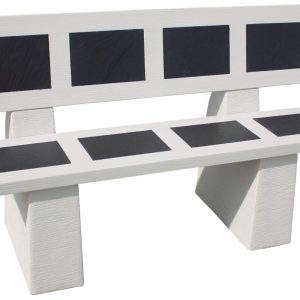 BANCO PARA JARDÍN DE PIEDRA CON RESPALDO SIMEON VULCAN BLANCO