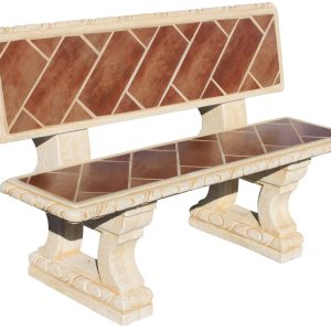 BANCO PARA JARDÍN CON RESPALDO Y AZULEJOS POPULAR MADERA OCRE