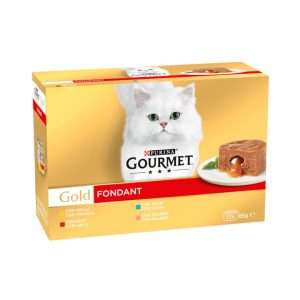 GOURMET GOLD PACK FONDANT BUEY, POLLO, ATÚN Y SALMÓN 12x85g (8ud./caja)