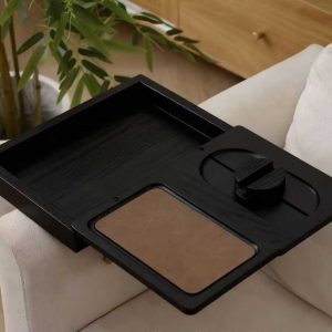 Bandeja Plegable De Madera Para Reposabrazo De Sofa Negro