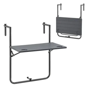 Mesa colgante Badolato 83,5x60x60 cm Cuadrada Gris oscuro [en.casa]