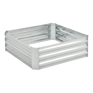 Parterre de plantas Barneveld 90x90x30cm Acero Plata [en.casa]