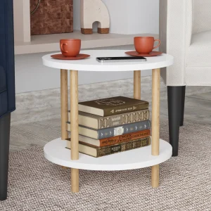 Mesa auxiliar Ves con estante 49xØ42 cm - [en.casa]