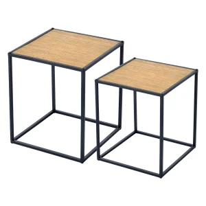 Mesa auxiliar Grindavik en juego de 2 piezas con aspecto de madera [en.casa]