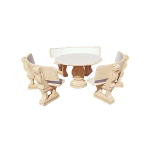 CONJUNTO MESA Y BANCOS PARA JARDIN CASTAÑO