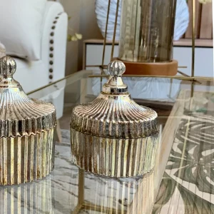 Caja de cristal y surcos champán 9D cm