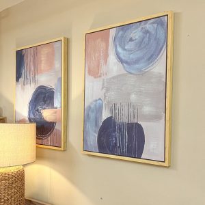 Lienzo pintado abstracto con marco