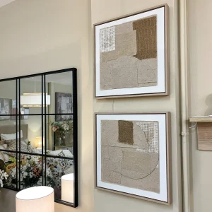 Set de cuadros abstractos telas superpuestas 40x40 cm