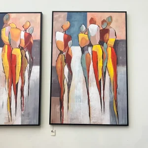 Cuadro abstracto siluetas marco negro 80x4x120