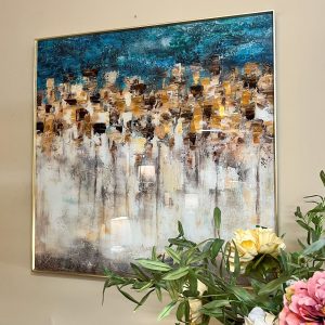 Cuadro abstracto cristal 100 azul/dorado