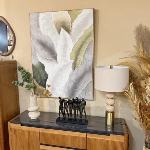 Lienzo hojas contorno relieve con marco 90x120 cm