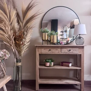 Espejo negro redondo hierro 80x2x80 cm