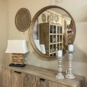 Espejo redondo de madera Mindanao  90 cm