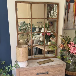 Espejo ventana madera oscura 120x3x90 cm