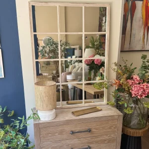 Espejo ventana madera blanco rozado 120x3x90 cm