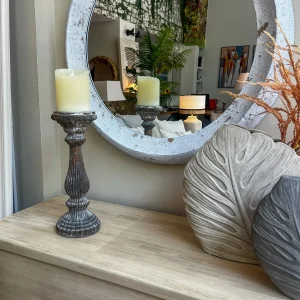 Portavelas de cristal marrón envejecido 15x15x38 cm