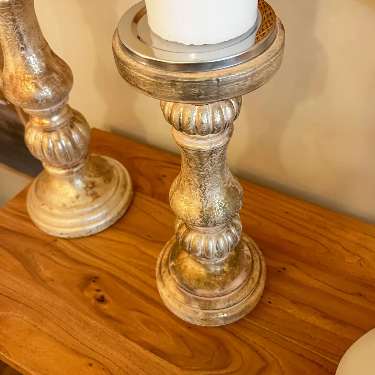 Portavelas dorado cristal envejecido 13x13x31 cm - Imagen 5