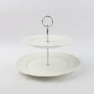 Bandeja Redonda 2 Niveles Puntos De Ceramica