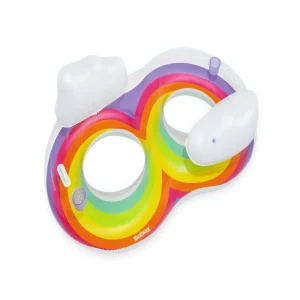 Flotador inflable de doble asiento arcoiris