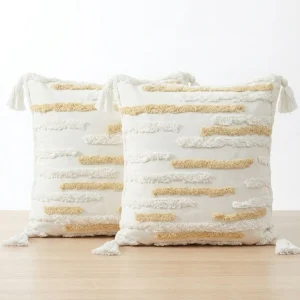 Set de 2 Cojines Diseño Rayas Beige