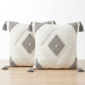 Set de 2 Cojines Diseño Rombo Beige