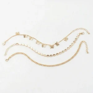 Set x3 Tobilleras Con Dije Mariposa