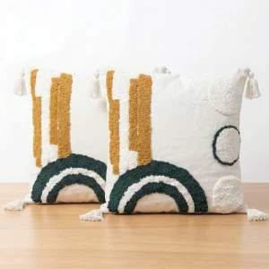 Set de 2 Cojines Verde y Beige