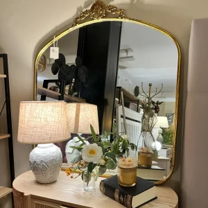 Espejo romántico metal dorado 82 x 89