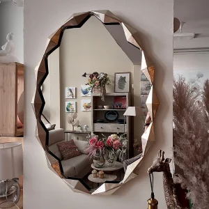 Espejo oval champagne rombos