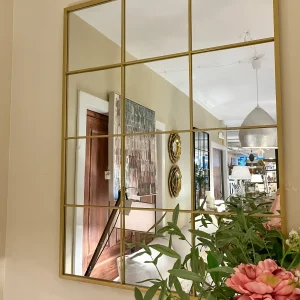 Espejo dorado hierro efecto ventana 90x120