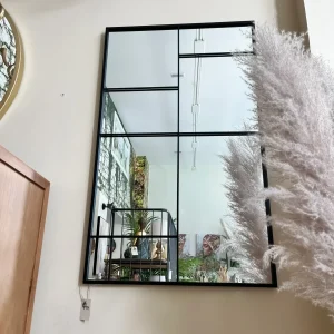 Espejo negro metal ventana 60x1,5x100 cm